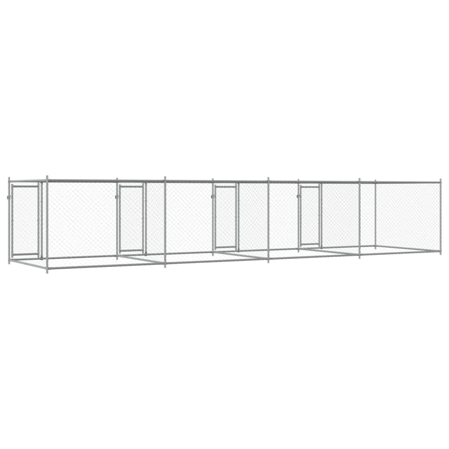 Hondenhok Met Deuren 8X2X1,5 M Gegalvaniseerd Staal Grijs 8 x 2 x 1.5 m 3 deuren