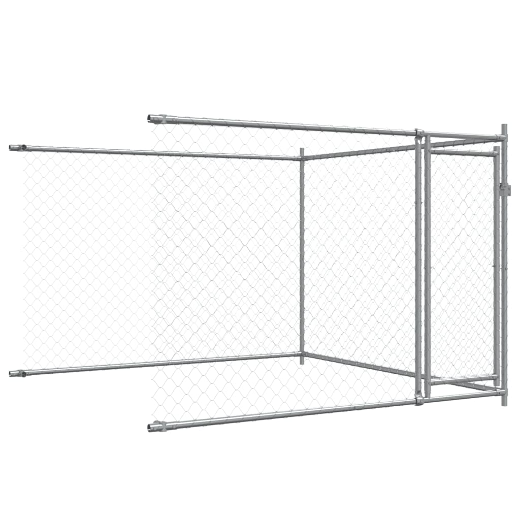 Hondenhok Met Deuren 8X2X1,5 M Gegalvaniseerd Staal Grijs 8 x 2 x 1.5 m 3 deuren