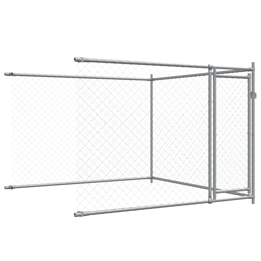 Hondenhok Met Deuren 8X2X1,5 M Gegalvaniseerd Staal Grijs 8 x 2 x 1.5 m 3 deuren