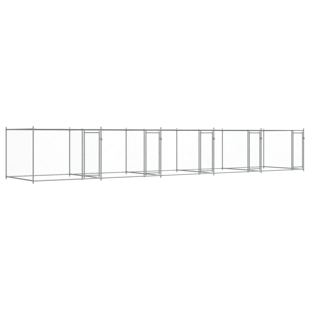 Hondenhok Met Deuren 10X2X1,5 M Gegalvaniseerd Staal Grijs 10 x 2 x 1.5 m 4 deuren