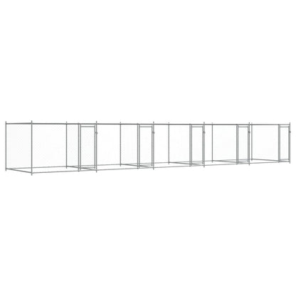 Hondenhok Met Deuren 10X2X1,5 M Gegalvaniseerd Staal Grijs 10 x 2 x 1.5 m 4 deuren