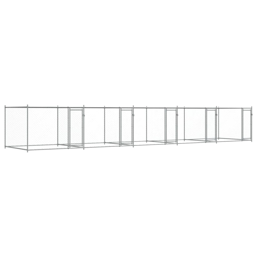 Hondenhok Met Deuren 10X2X1,5 M Gegalvaniseerd Staal Grijs 10 x 2 x 1.5 m 4 deuren