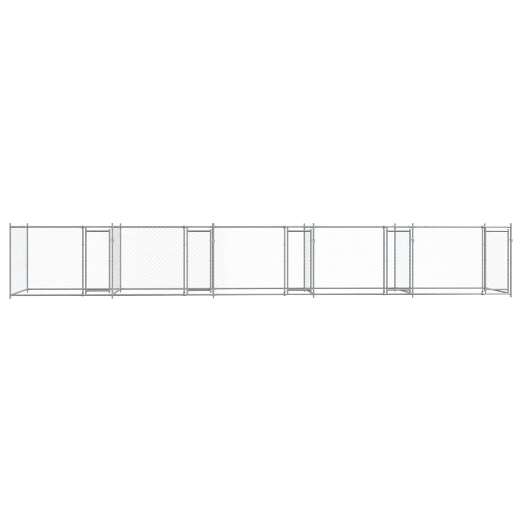Hondenhok Met Deuren 10X2X1,5 M Gegalvaniseerd Staal Grijs 10 x 2 x 1.5 m 4 deuren