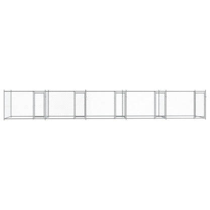 Hondenhok Met Deuren 10X2X1,5 M Gegalvaniseerd Staal Grijs 10 x 2 x 1.5 m 4 deuren