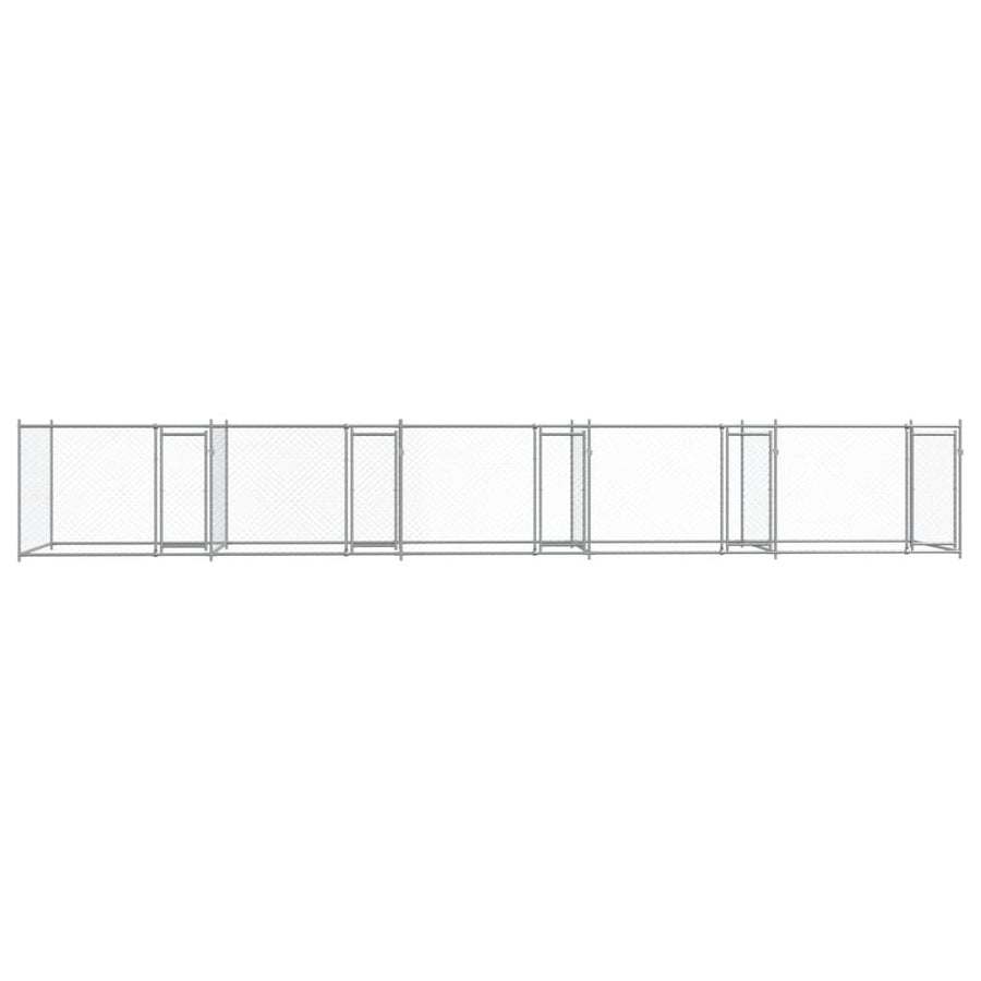 Hondenhok Met Deuren 10X2X1,5 M Gegalvaniseerd Staal Grijs 10 x 2 x 1.5 m 4 deuren
