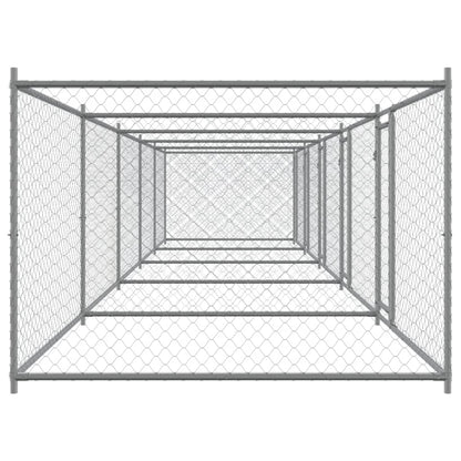 Hondenhok Met Deuren 10X2X1,5 M Gegalvaniseerd Staal Grijs 10 x 2 x 1.5 m 4 deuren