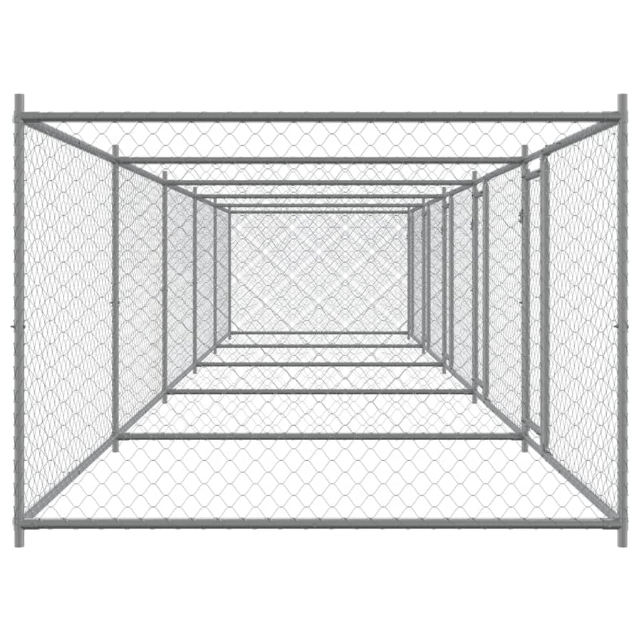 Hondenhok Met Deuren 10X2X1,5 M Gegalvaniseerd Staal Grijs 10 x 2 x 1.5 m 4 deuren
