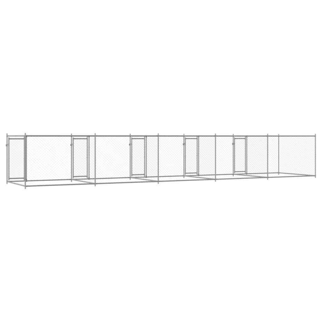 Hondenhok Met Deuren 10X2X1,5 M Gegalvaniseerd Staal Grijs 10 x 2 x 1.5 m 4 deuren