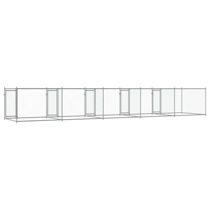 Hondenhok Met Deuren 10X2X1,5 M Gegalvaniseerd Staal Grijs 10 x 2 x 1.5 m 4 deuren