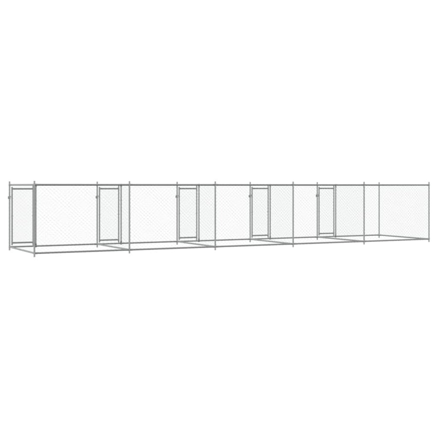 Hondenhok Met Deuren 10X2X1,5 M Gegalvaniseerd Staal Grijs 10 x 2 x 1.5 m 4 deuren