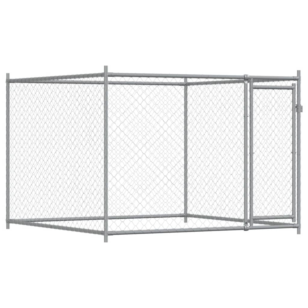 Hondenhok Met Deuren 10X2X1,5 M Gegalvaniseerd Staal Grijs 10 x 2 x 1.5 m 4 deuren