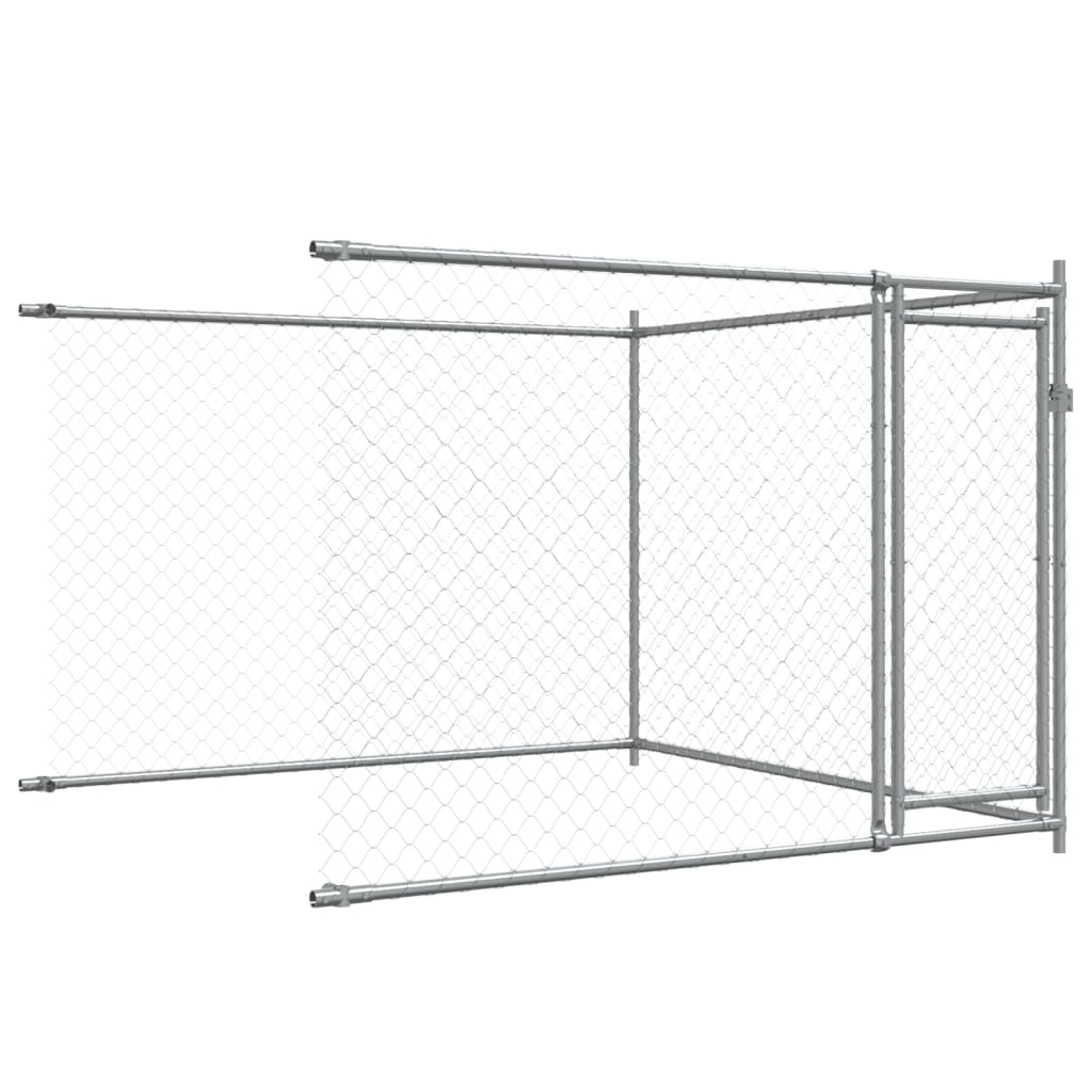Hondenhok Met Deuren 10X2X1,5 M Gegalvaniseerd Staal Grijs 10 x 2 x 1.5 m 4 deuren