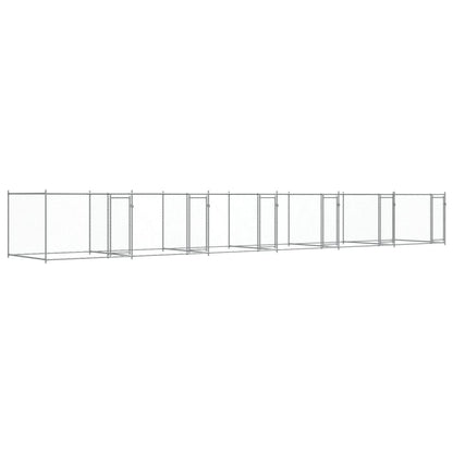 Hondenhok Met Deuren 12X2X1,5 M Gegalvaniseerd Staal Grijs 12 x 2 x 1.5 m 4 deuren
