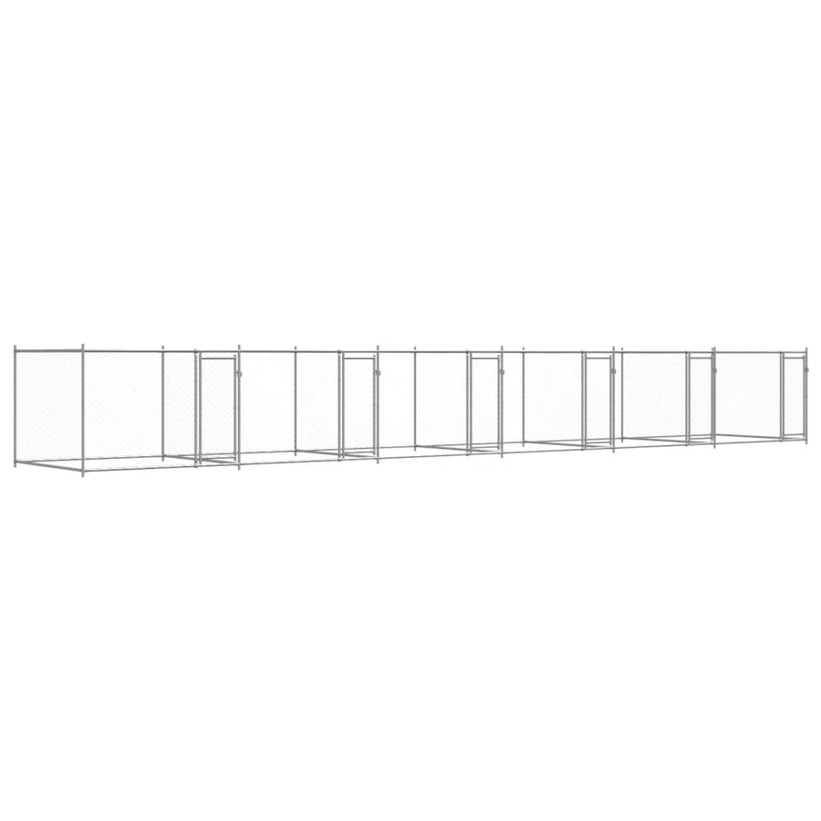 Hondenhok Met Deuren 12X2X1,5 M Gegalvaniseerd Staal Grijs 12 x 2 x 1.5 m 4 deuren