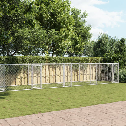 Hondenhok Met Deuren 12X2X1,5 M Gegalvaniseerd Staal Grijs 12 x 2 x 1.5 m 4 deuren