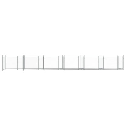 Hondenhok Met Deuren 12X2X1,5 M Gegalvaniseerd Staal Grijs 12 x 2 x 1.5 m 4 deuren