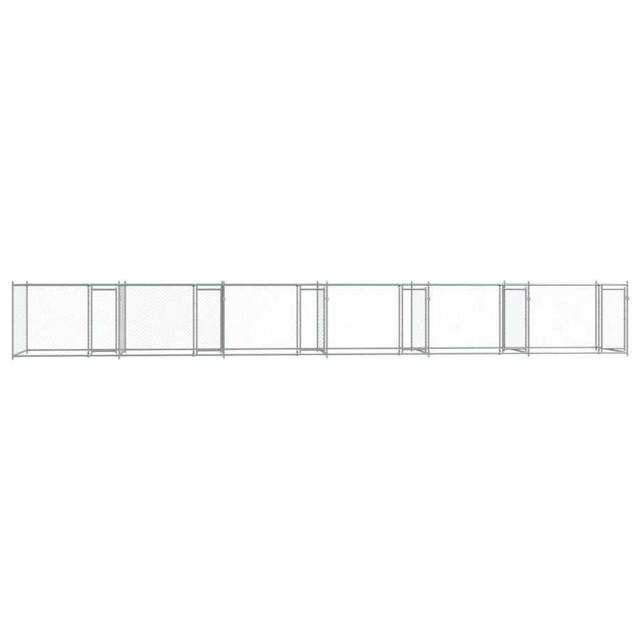 Hondenhok Met Deuren 12X2X1,5 M Gegalvaniseerd Staal Grijs 12 x 2 x 1.5 m 4 deuren