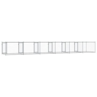 Hondenhok Met Deuren 12X2X1,5 M Gegalvaniseerd Staal Grijs 12 x 2 x 1.5 m 4 deuren