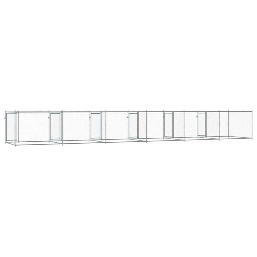 Hondenhok Met Deuren 12X2X1,5 M Gegalvaniseerd Staal Grijs 12 x 2 x 1.5 m 4 deuren