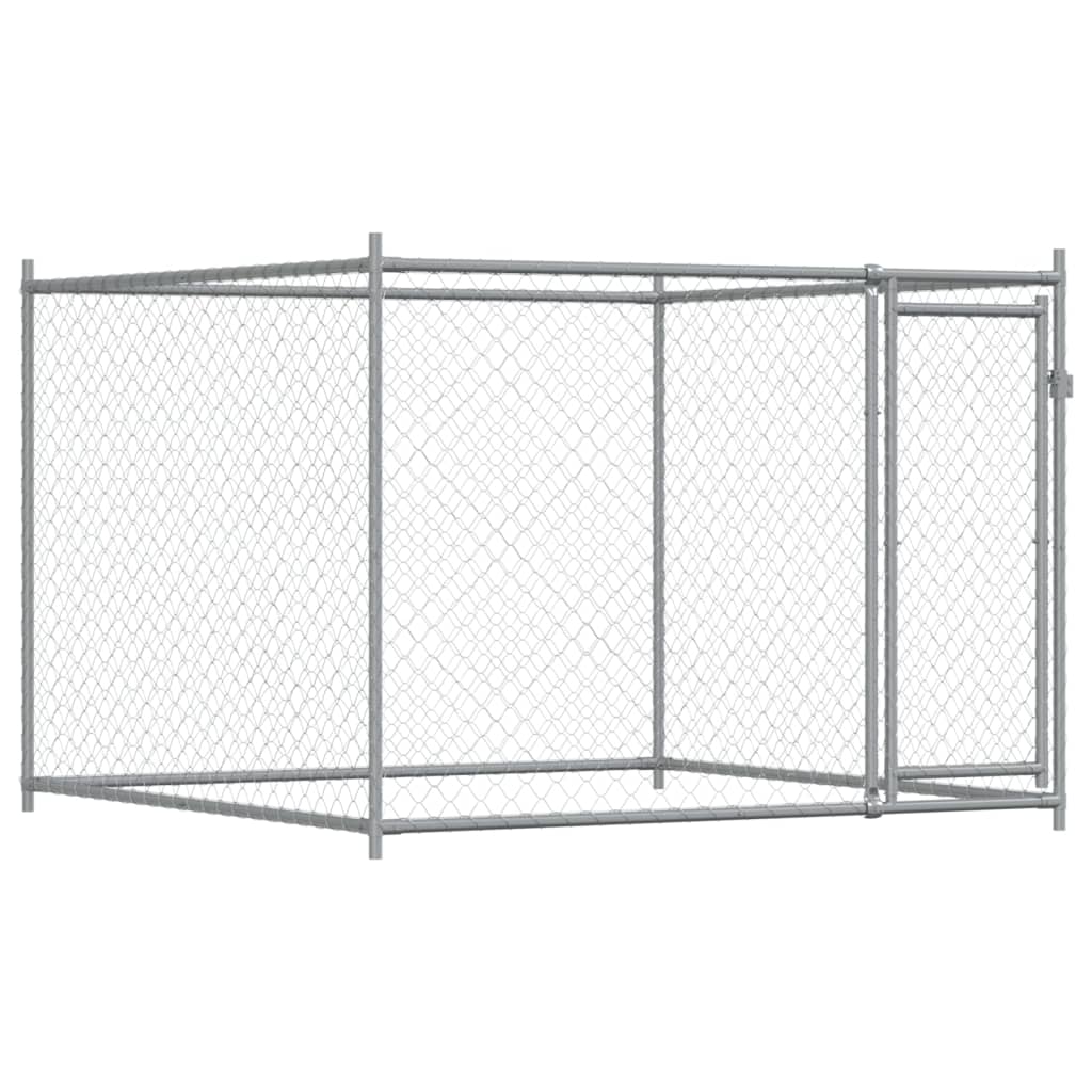Hondenhok Met Deuren 12X2X1,5 M Gegalvaniseerd Staal Grijs 12 x 2 x 1.5 m 4 deuren