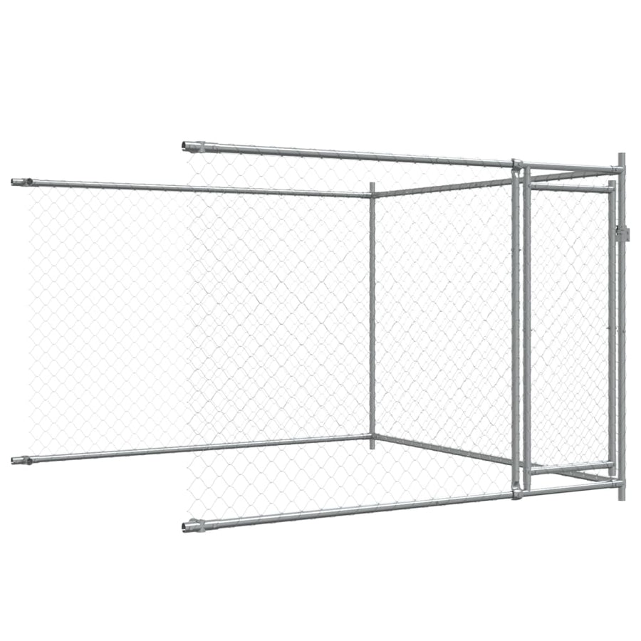 Hondenhok Met Deuren 12X2X1,5 M Gegalvaniseerd Staal Grijs 12 x 2 x 1.5 m 4 deuren