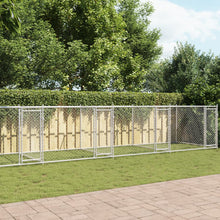 Hondenhok Met Deuren 12X2X1,5 M Gegalvaniseerd Staal Grijs 12 x 2 x 1.5 m 4 deuren