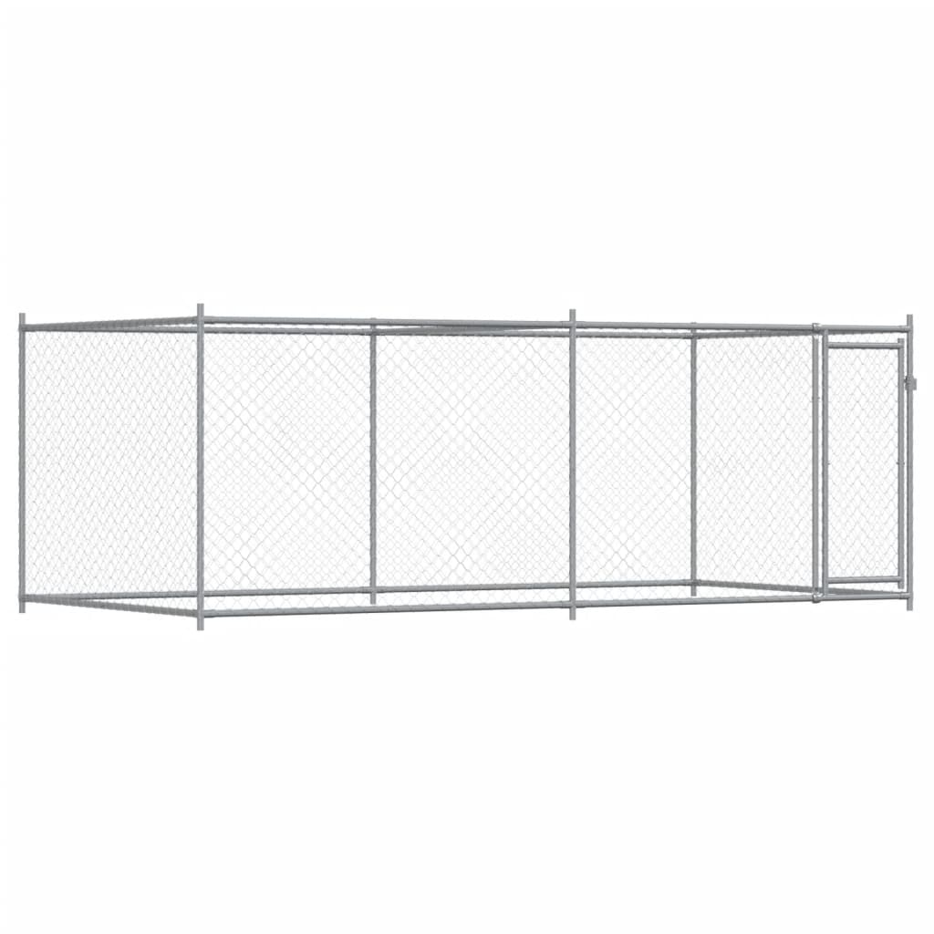 Hondenhok met deur 4x2x1,5 m gegalvaniseerd staal grijs 4 x 2 x 1.5 m
