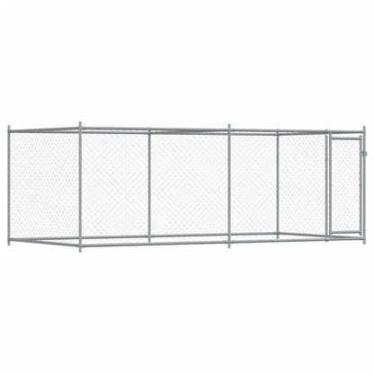 Hondenhok met deur 4x2x1,5 m gegalvaniseerd staal grijs 4 x 2 x 1.5 m