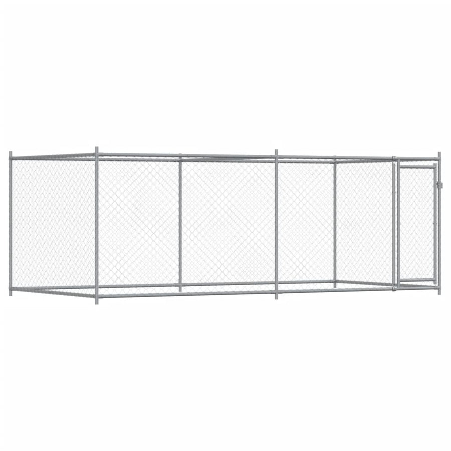 Hondenhok met deur 4x2x1,5 m gegalvaniseerd staal grijs 4 x 2 x 1.5 m