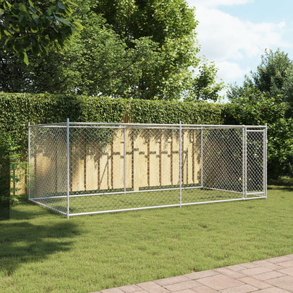 Hondenhok met deur 4x2x1,5 m gegalvaniseerd staal grijs 4 x 2 x 1.5 m