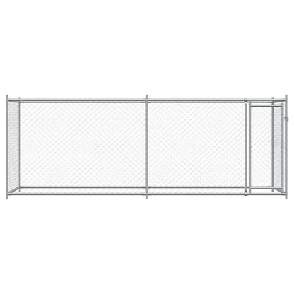 Hondenhok met deur 4x2x1,5 m gegalvaniseerd staal grijs 4 x 2 x 1.5 m