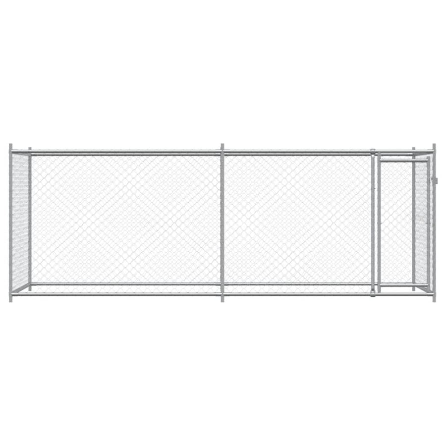 Hondenhok met deur 4x2x1,5 m gegalvaniseerd staal grijs 4 x 2 x 1.5 m