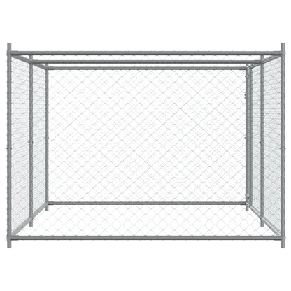 Hondenhok met deur 4x2x1,5 m gegalvaniseerd staal grijs 4 x 2 x 1.5 m
