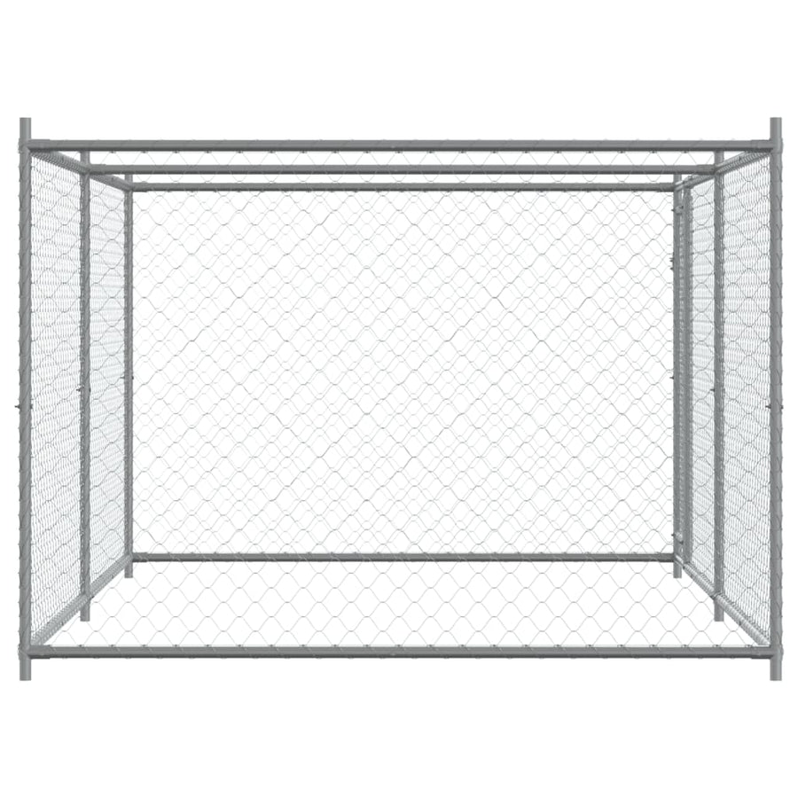 Hondenhok met deur 4x2x1,5 m gegalvaniseerd staal grijs 4 x 2 x 1.5 m