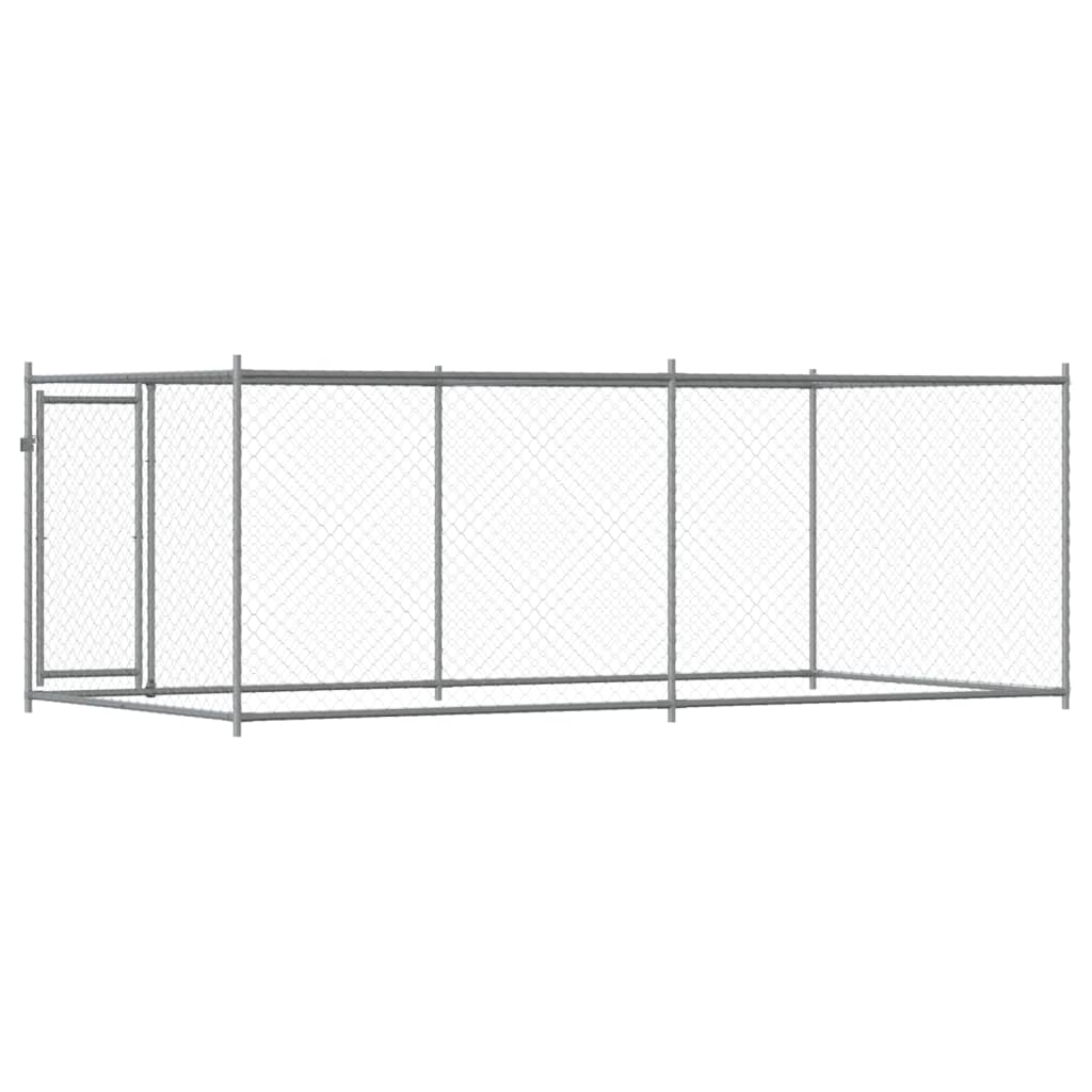 Hondenhok met deur 4x2x1,5 m gegalvaniseerd staal grijs 4 x 2 x 1.5 m