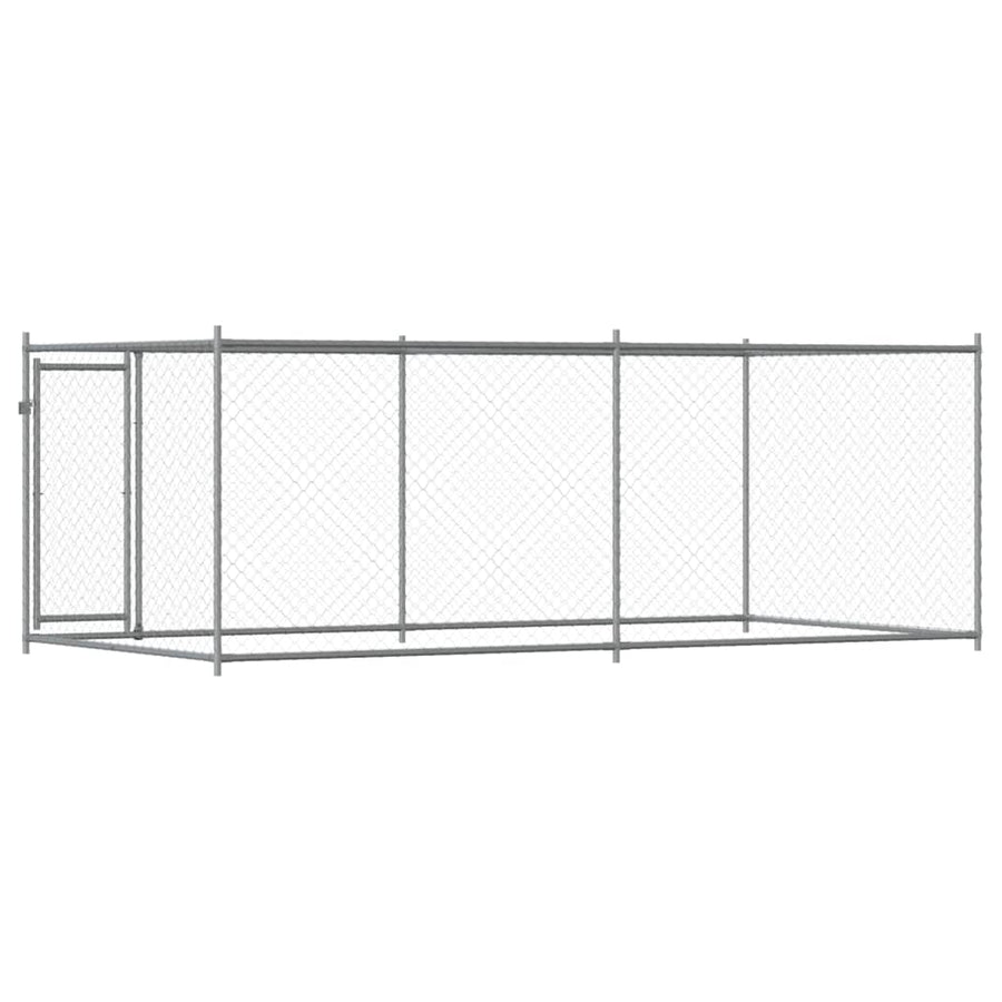 Hondenhok met deur 4x2x1,5 m gegalvaniseerd staal grijs 4 x 2 x 1.5 m