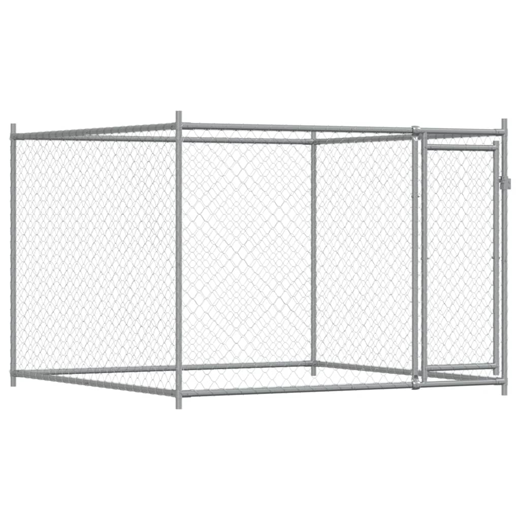 Hondenhok met deur 4x2x1,5 m gegalvaniseerd staal grijs 4 x 2 x 1.5 m
