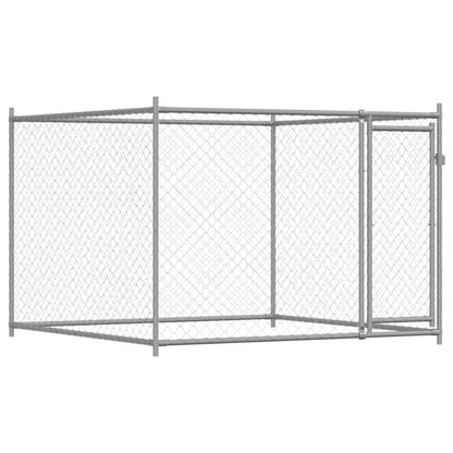 Hondenhok met deur 4x2x1,5 m gegalvaniseerd staal grijs 4 x 2 x 1.5 m