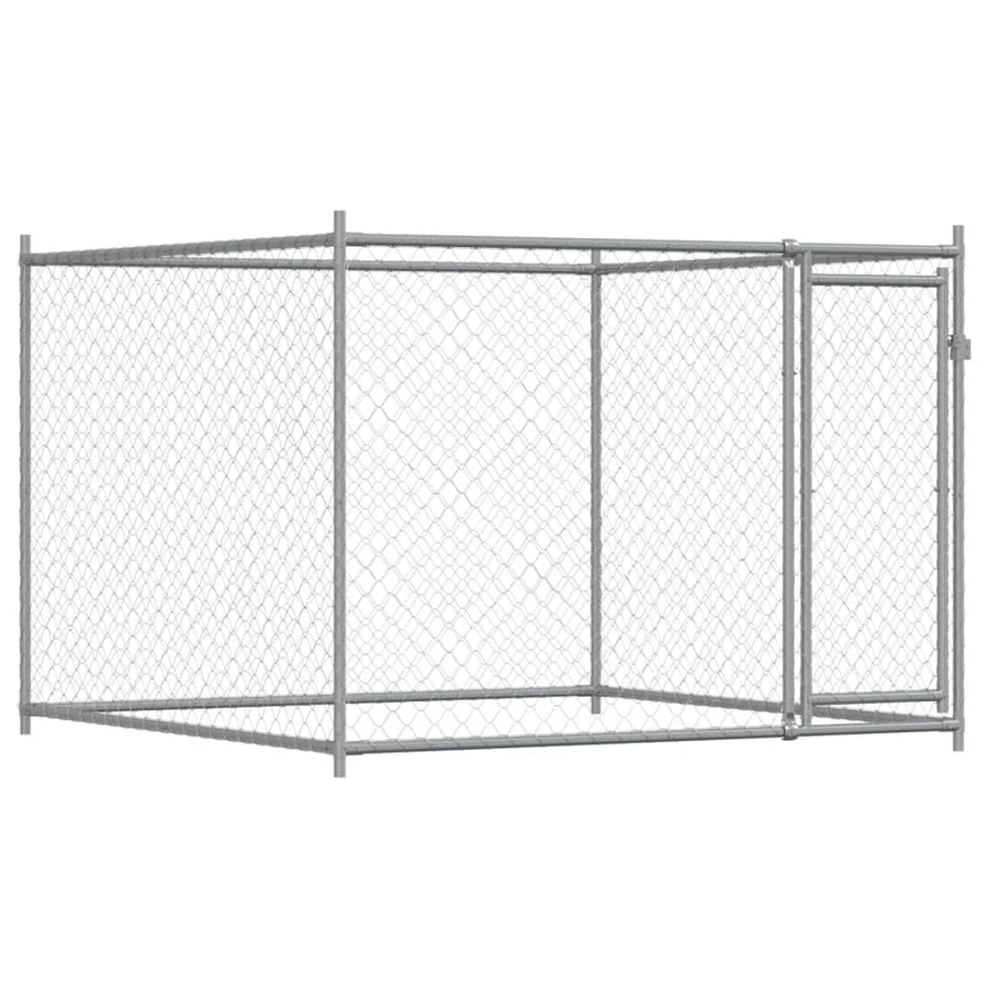 Hondenhok met deur 4x2x1,5 m gegalvaniseerd staal grijs 4 x 2 x 1.5 m