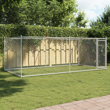 Hondenhok met deur 4x2x1,5 m gegalvaniseerd staal grijs 4 x 2 x 1.5 m