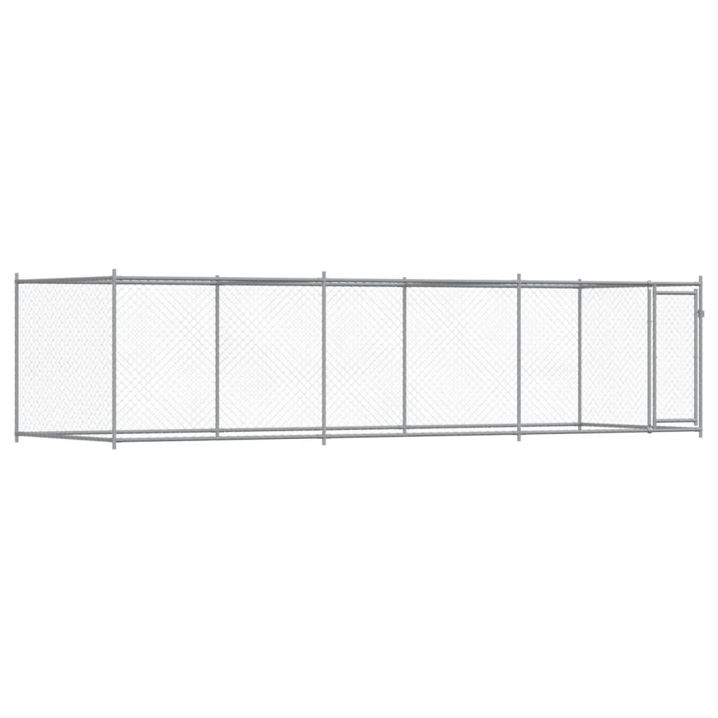 Hondenhok Met Deur 6X2X1,5 M Gegalvaniseerd Staal Grijs 6 x 2 x 1.5 m 1 deur