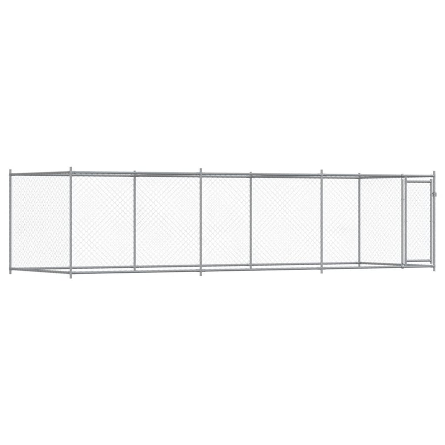 Hondenhok Met Deur 6X2X1,5 M Gegalvaniseerd Staal Grijs 6 x 2 x 1.5 m 1 deur