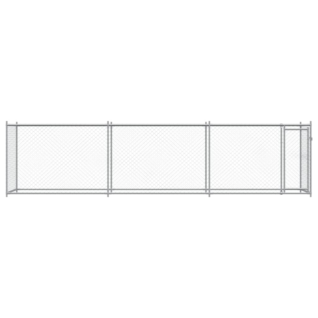 Hondenhok Met Deur 6X2X1,5 M Gegalvaniseerd Staal Grijs 6 x 2 x 1.5 m 1 deur