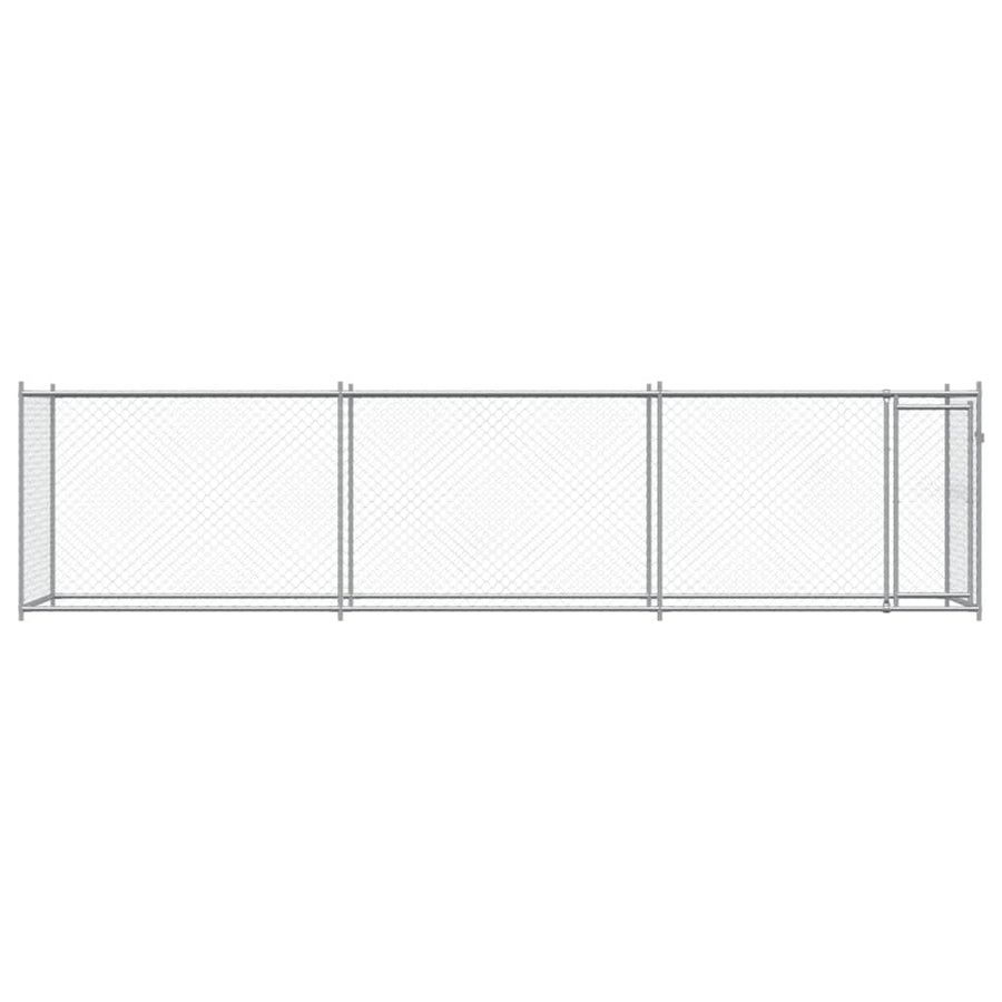 Hondenhok Met Deur 6X2X1,5 M Gegalvaniseerd Staal Grijs 6 x 2 x 1.5 m 1 deur