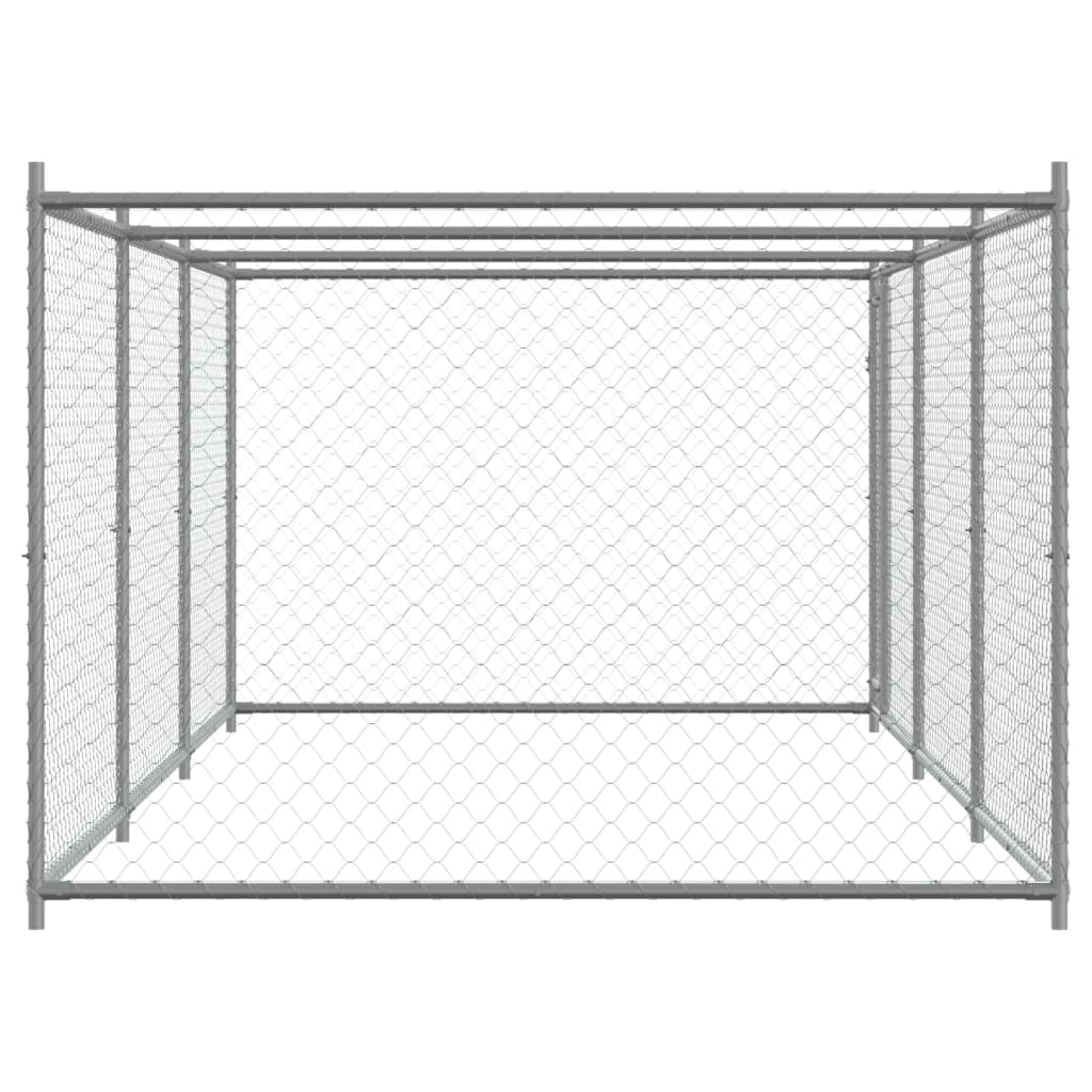 Hondenhok Met Deur 6X2X1,5 M Gegalvaniseerd Staal Grijs 6 x 2 x 1.5 m 1 deur