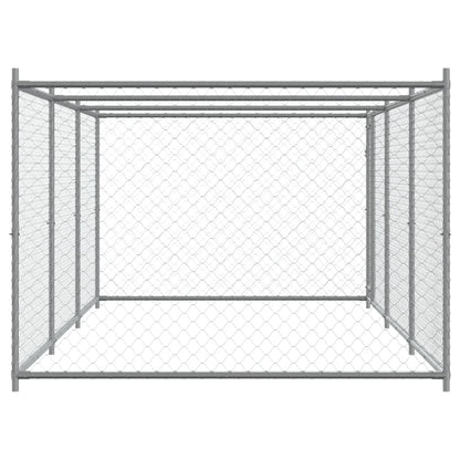 Hondenhok Met Deur 6X2X1,5 M Gegalvaniseerd Staal Grijs 6 x 2 x 1.5 m 1 deur