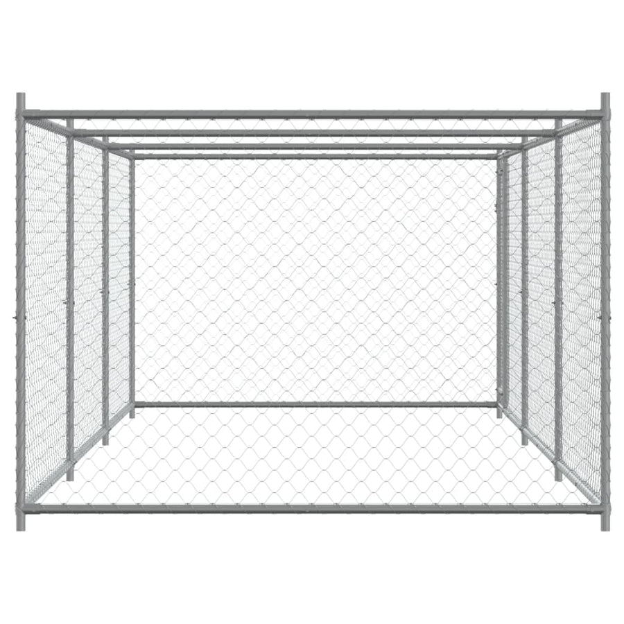 Hondenhok Met Deur 6X2X1,5 M Gegalvaniseerd Staal Grijs 6 x 2 x 1.5 m 1 deur