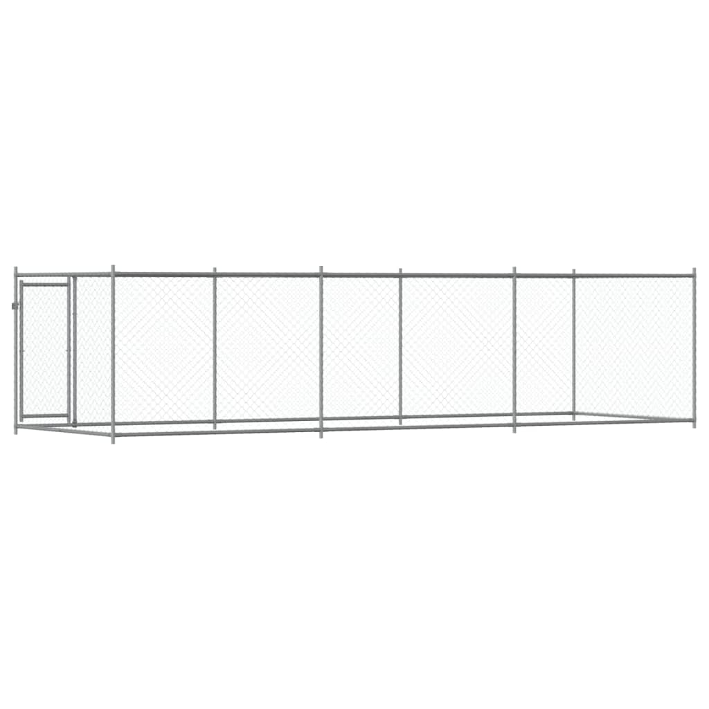 Hondenhok Met Deur 6X2X1,5 M Gegalvaniseerd Staal Grijs 6 x 2 x 1.5 m 1 deur