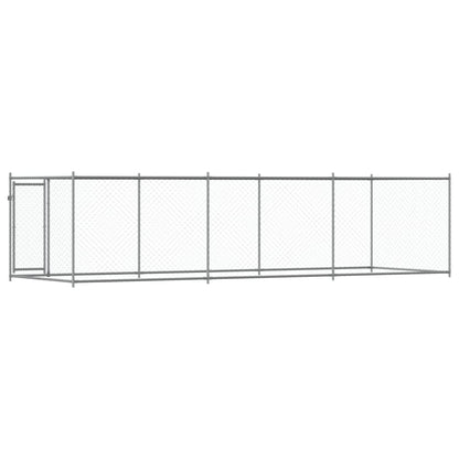 Hondenhok Met Deur 6X2X1,5 M Gegalvaniseerd Staal Grijs 6 x 2 x 1.5 m 1 deur