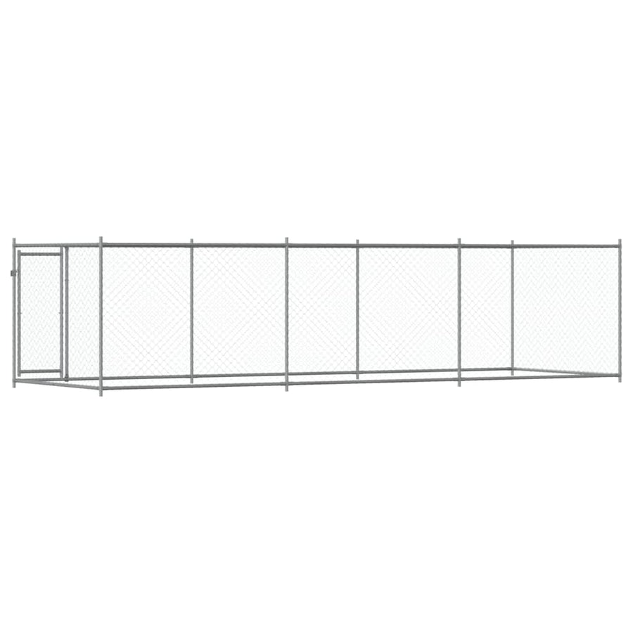 Hondenhok Met Deur 6X2X1,5 M Gegalvaniseerd Staal Grijs 6 x 2 x 1.5 m 1 deur